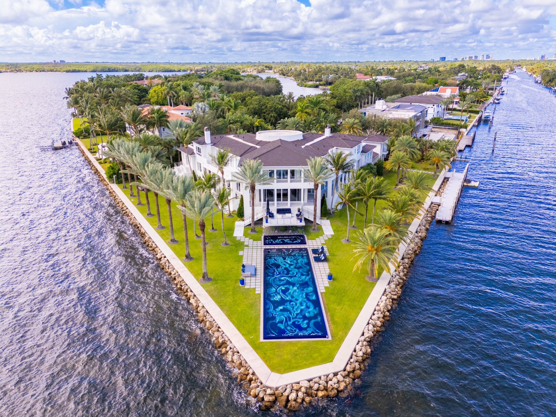 Luxury waterfront mansion estate